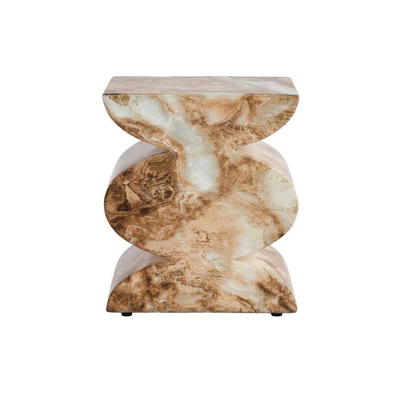 Studio London Trudi Faux Marble Effect Stool End Table – Onyx Brown