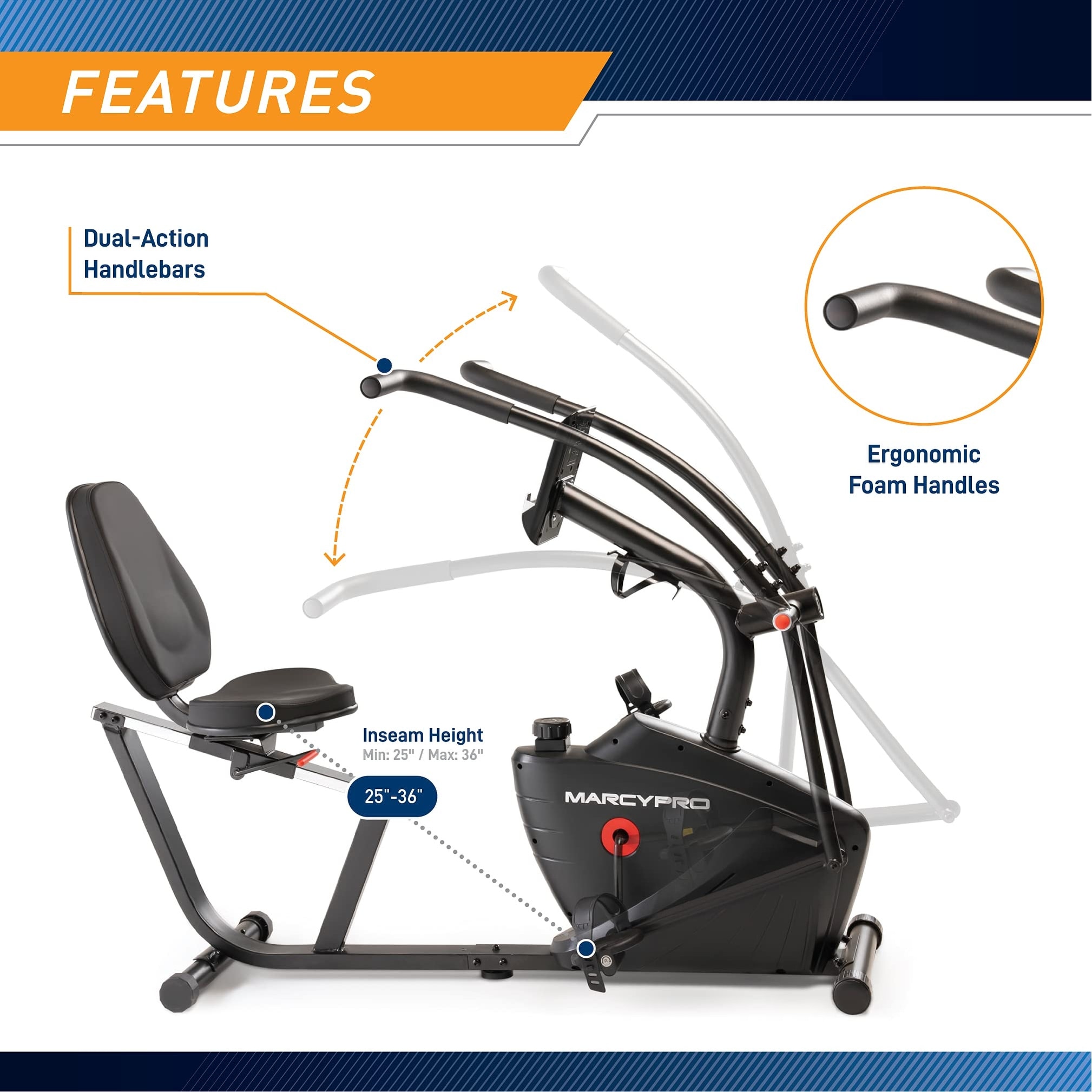Dual Action Cross Training Recumbent Exercise Bike with Arm