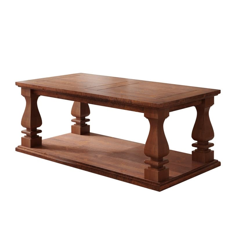 Farmhouse 47.24" Coffee Table with Heavy Planked Top and Storage for Rustic Living Room Style