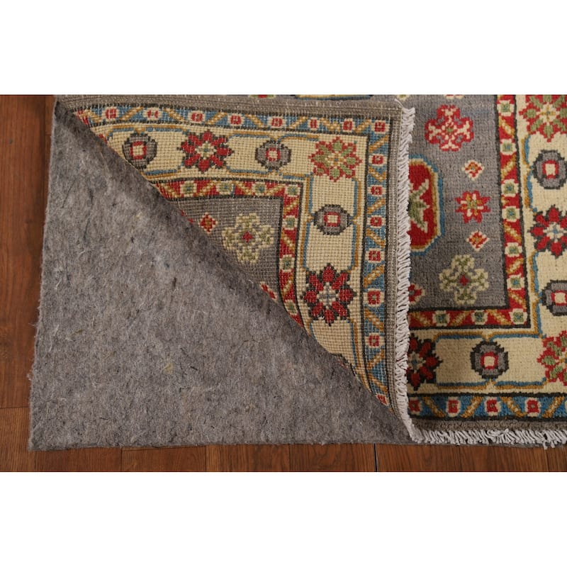 Gray Geometric Kazak Oriental Foyer Rug Handmade Wool Carpet - 2'0" x 3'0"