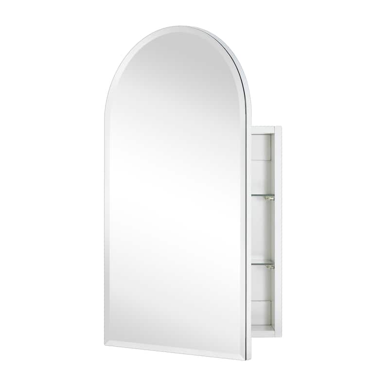 TEHOME Surface and Recessed Mount Frameless Arched Bathroom Medicine Cabinet with Mirror