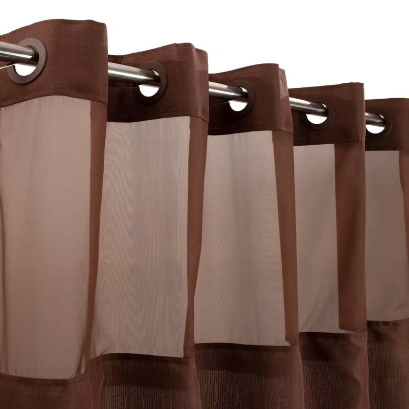 No Hook Slub Linen Texture Shower Curtain with PEVA Snap-in Liner
