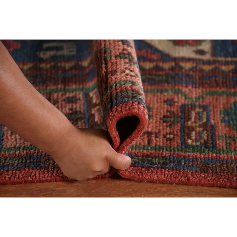 Geometric Red Sirjan Oriental Area Rug Handmade Wool Carpet - 7'11"x 9'11"