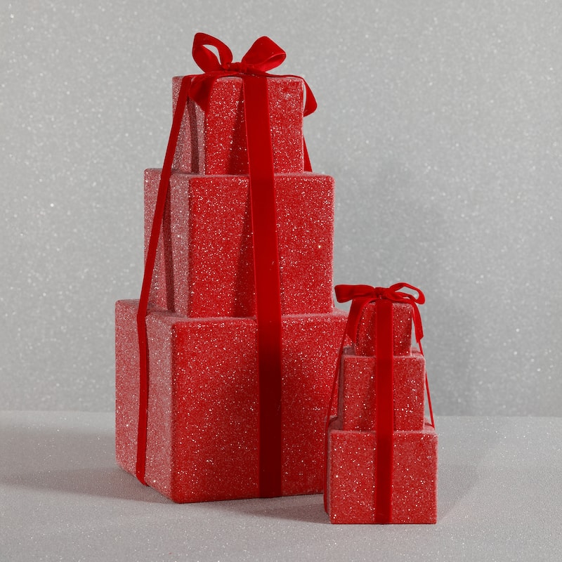 Stacked Presents Holiday Decorative Resin Figurine, 8.5" Tall