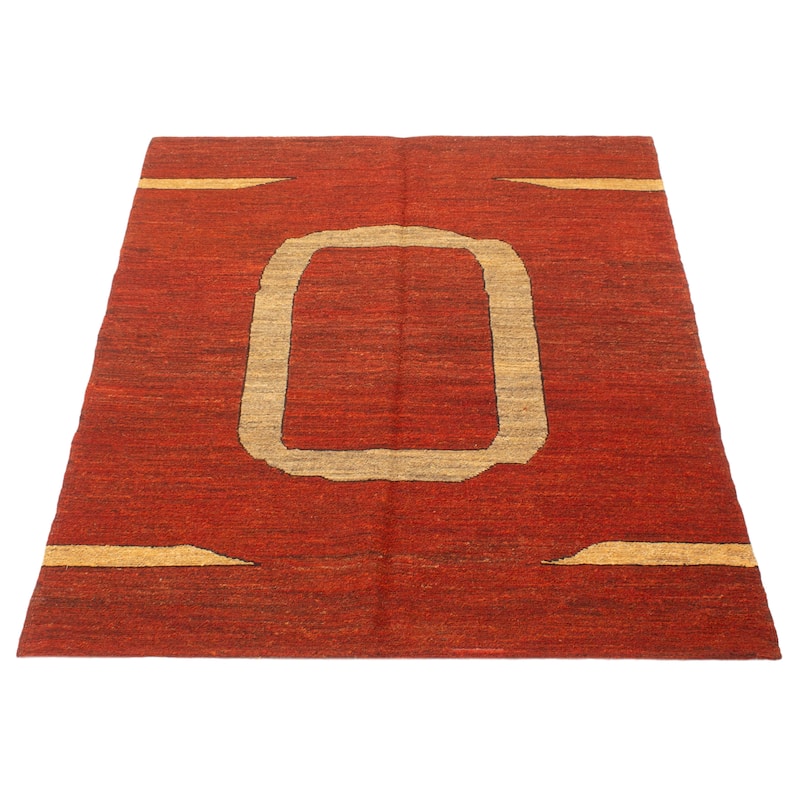 ECARPETGALLERY Flat-Weave Natural Red Wool Tapestry Kilim - 4'11 x 6'6