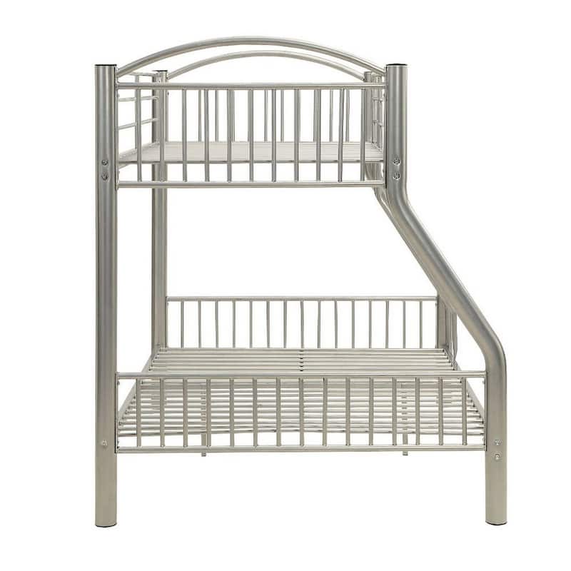 Metal Twin/Full Bunk Bed, Silver
