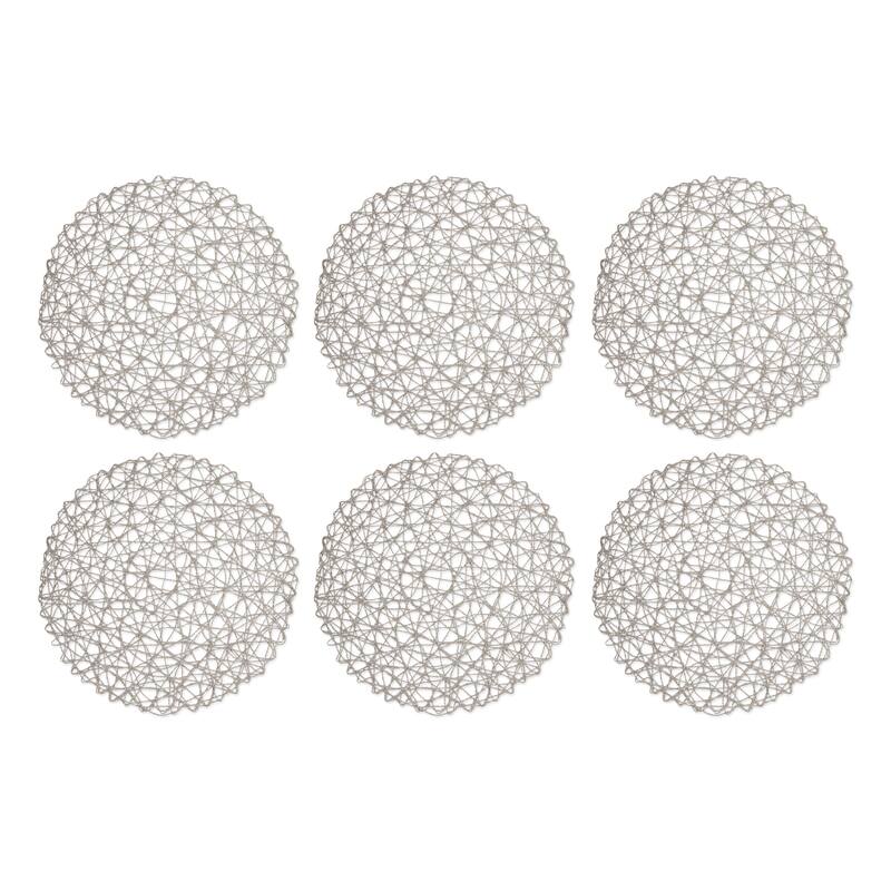 Design Imports Woven Paper Kitchen Placemat Set (Set of 6) - 15x15x1.18 - Round Grey