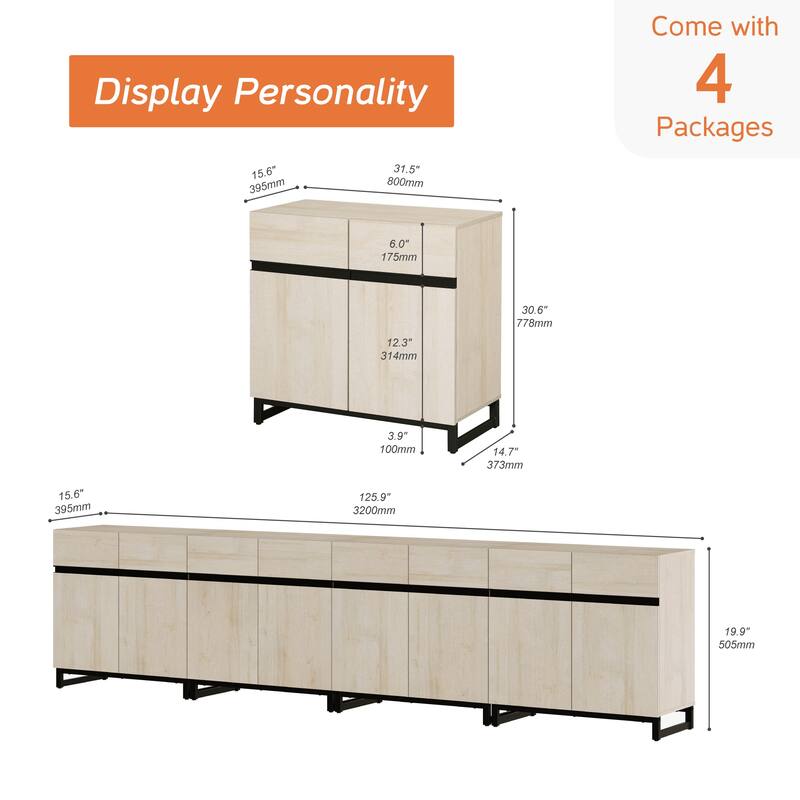 WAMPAT Modern TV Stand with Storage Cabinets for Living Room,Bedroom,Brown