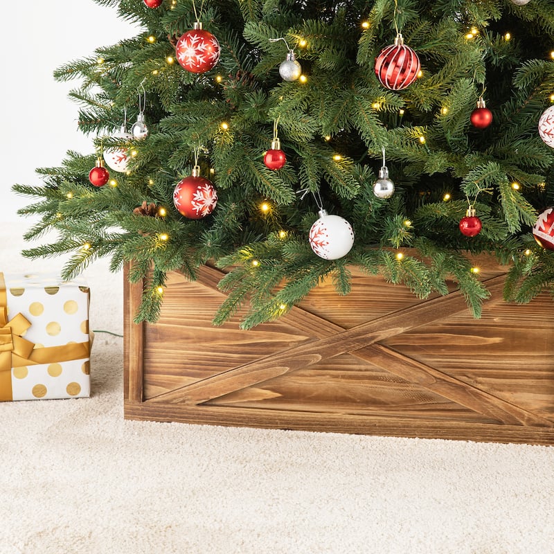 Glitzhome 22"L/26"L/32"L Handcrafted Wooden Christmas Tree Collars