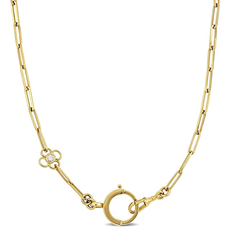 Miadora 1/8ct TDW Diamond Paperclip Necklace in 14k Yellow Gold- 31 in