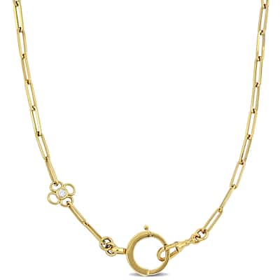Miadora 1/8ct TDW Diamond Paperclip Necklace in 14k Yellow Gold- 31 in
