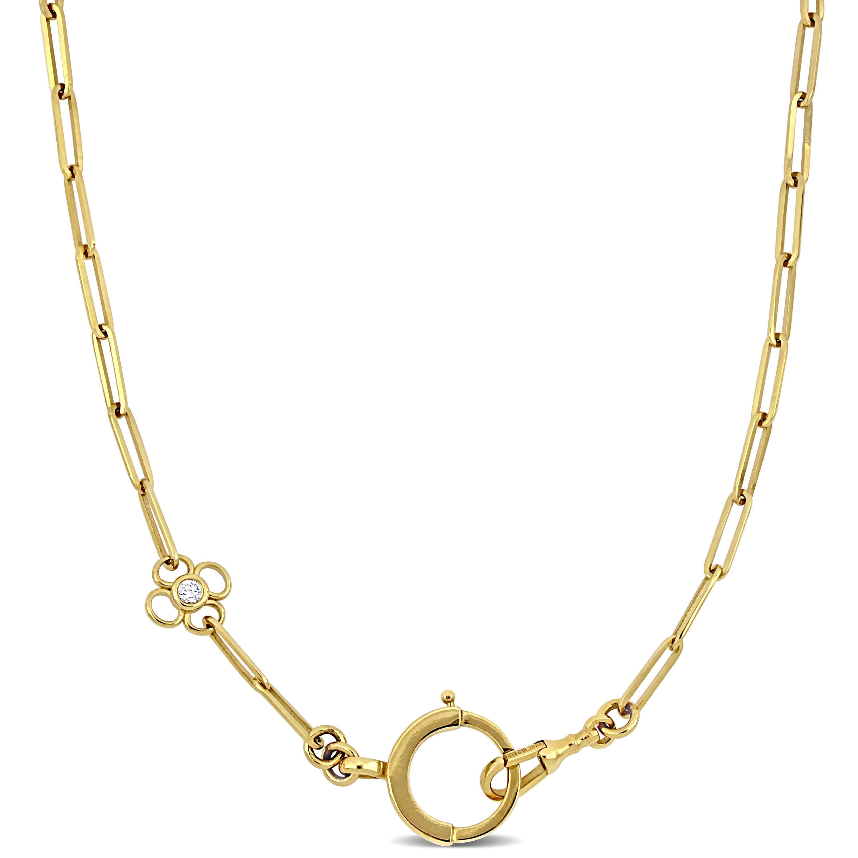 Miadora 1/8ct TDW Diamond Paperclip Necklace in 14k Yellow Gold- 31 in