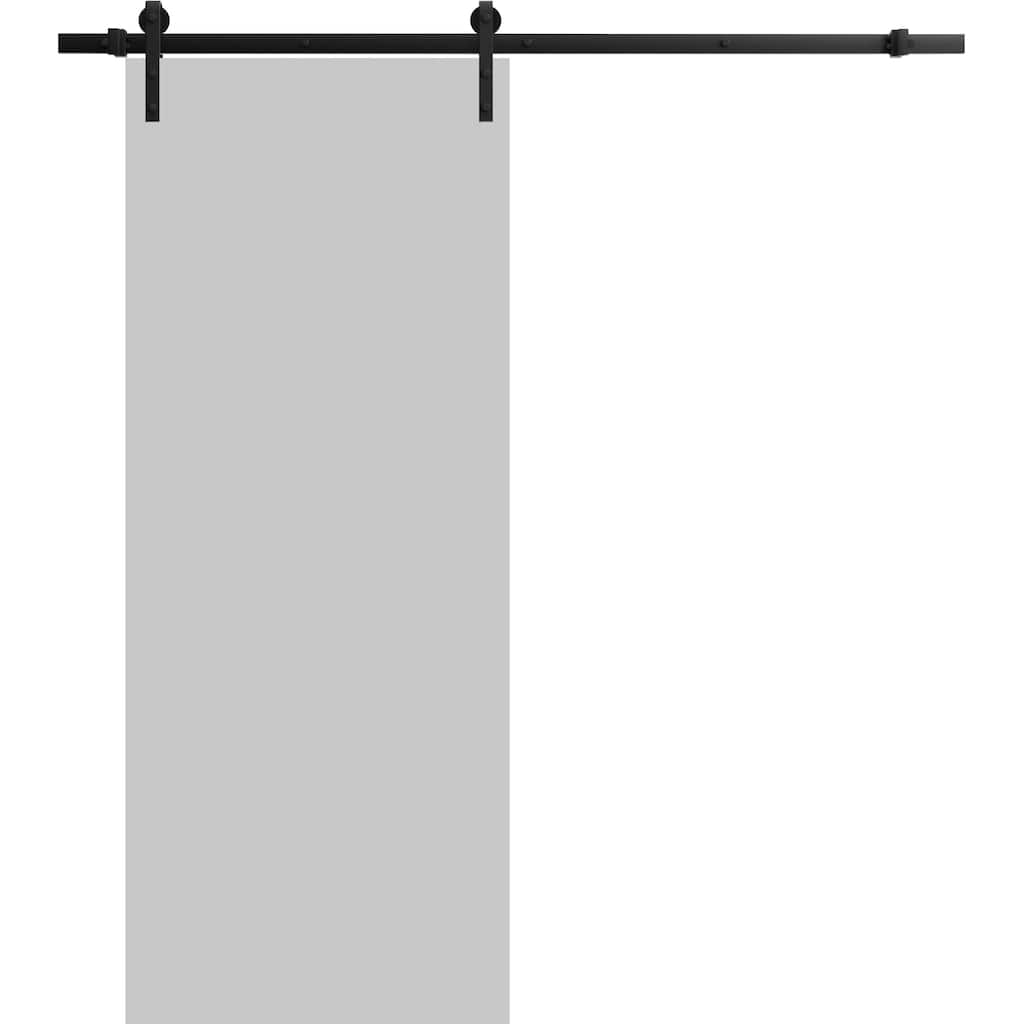 Sturdy Barn Door 18 x 80 inches | Planum 0010 Matte Grey | 6.6FT Rail Hangers Heavy Hardware Set