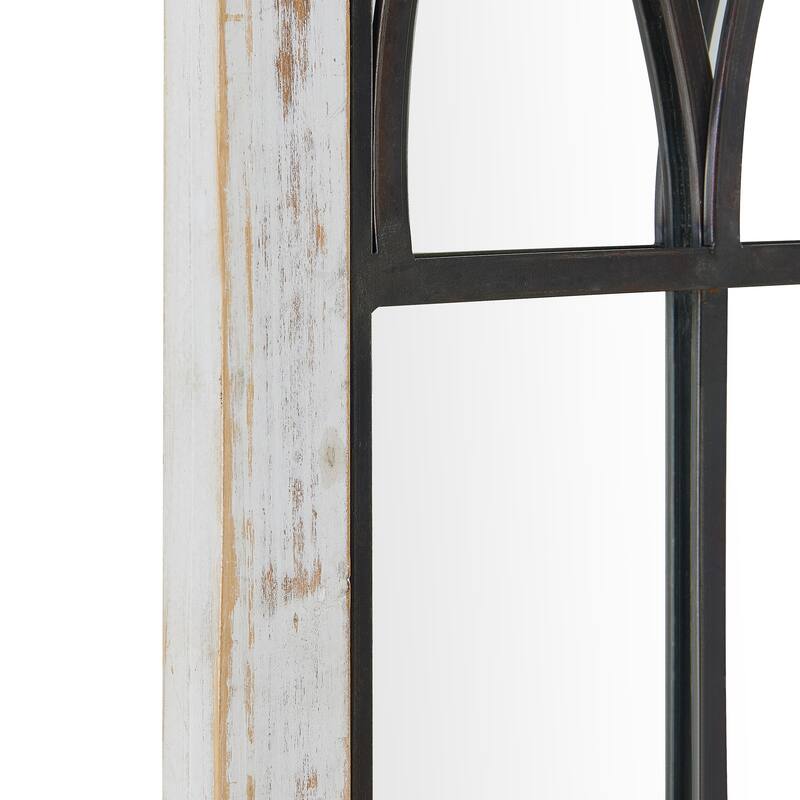 FirsTime & Co. Vista Arched Farmhouse Window Mirror, American Crafted, Distressed White, Metal, 24 x 1 x 37.5 in