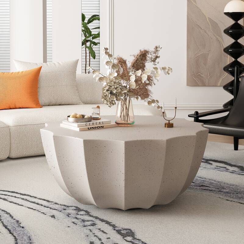 35.43" Modern Indoor/Outdoor Waterproof Coffee Table - Durable MgO Cement Design