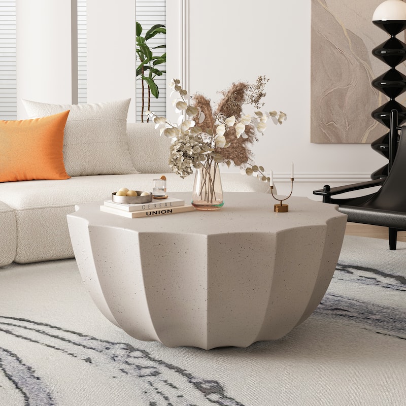 GDFStudio Thoren Magnesium Oxide Outdoor and Indoor Coffee Table with Weather-Resistant Surface