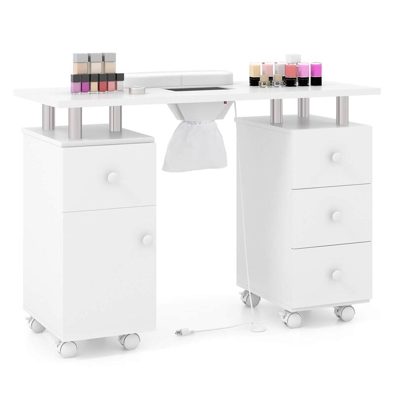 Costway Rolling Manicure Table Nail Desk with with 8 Lockable Wheels & - See Details