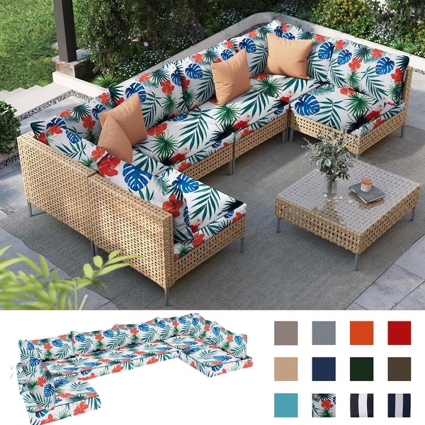 14 Pcs Outdoor Furniture Replacement Cushions Fits 6 seat Sectional Rattan Conversation Set Only cushions covers no sofa. On Sale Bed Bath Beyond 40781998