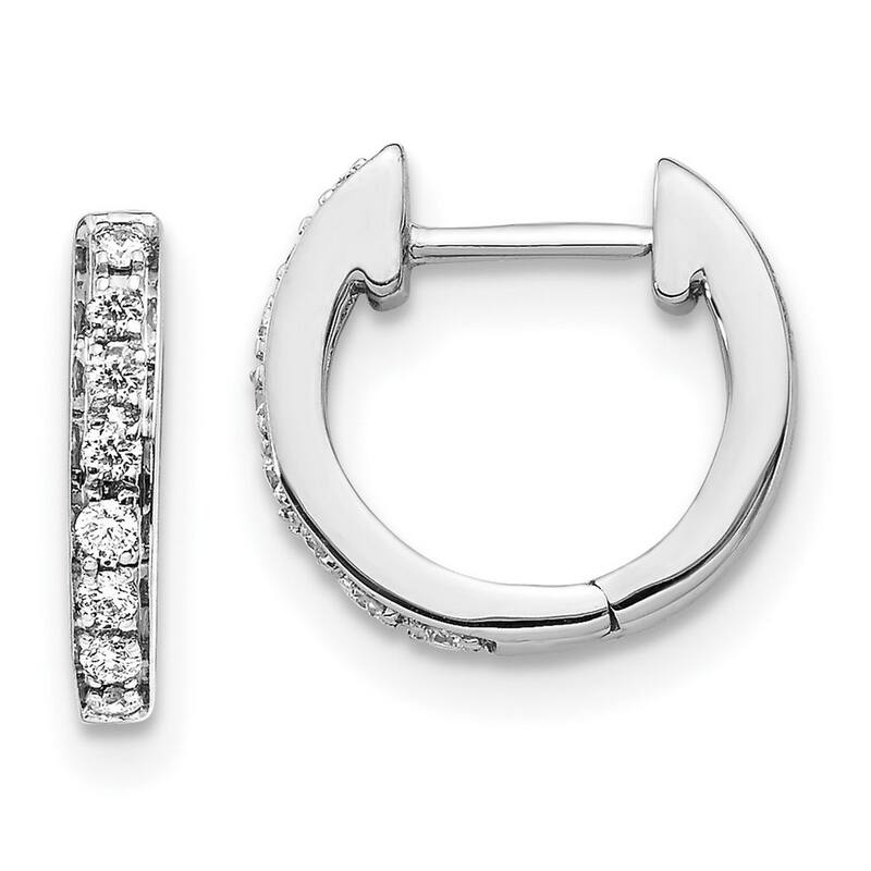 Curata 14k White Gold Diamond Earrings - 11x12mm Wide 1mm Thick