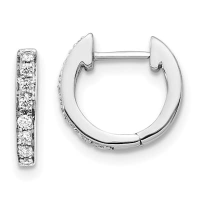 Curata 14k White Gold Diamond Earrings - 11x12mm Wide 1mm Thick
