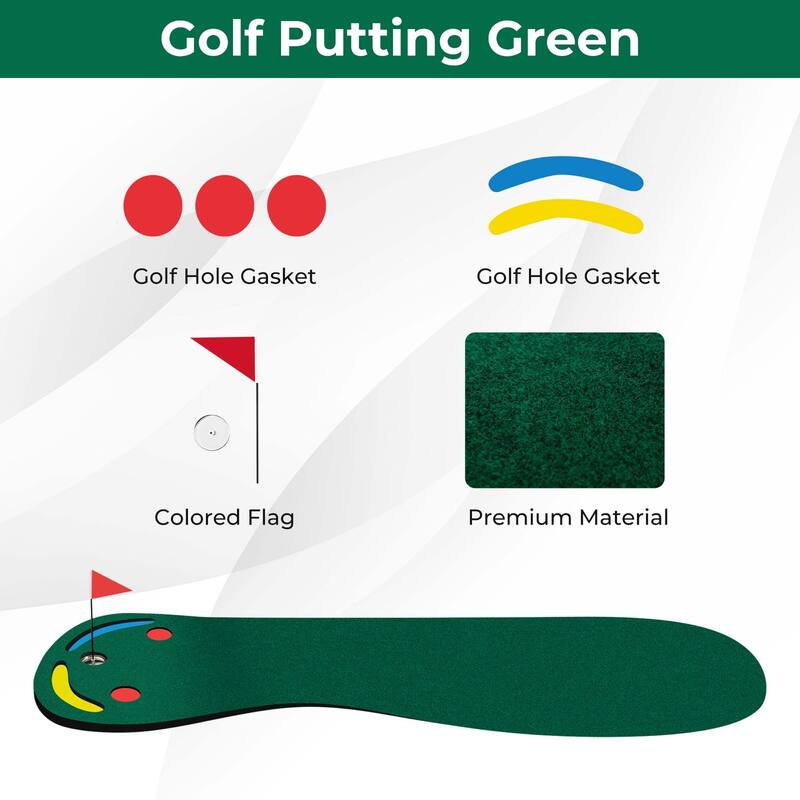 Costway 9.8FT X 3FT Par 3 Holes Golf Putting Green Mat Set for Indoor - See Details