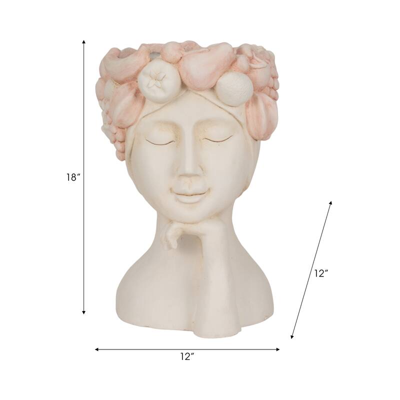 Unique Bust Style Resin Planter or Flower Pot with Crown Detail