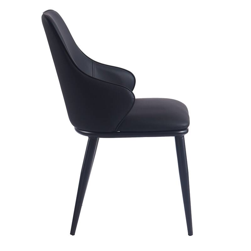 Contemporary Faux Leather and Metal Dining Chair, Set of 4