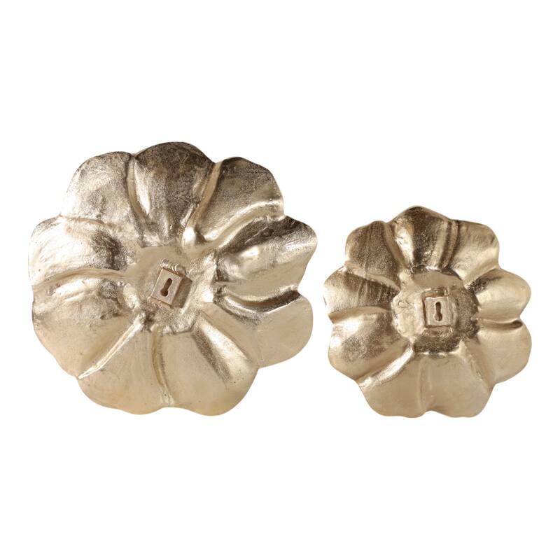 Metal Aluminum Wall Sculptures Floral Design (Set of 2) - 2" Gold - 15.5" x 15.5" x 2"