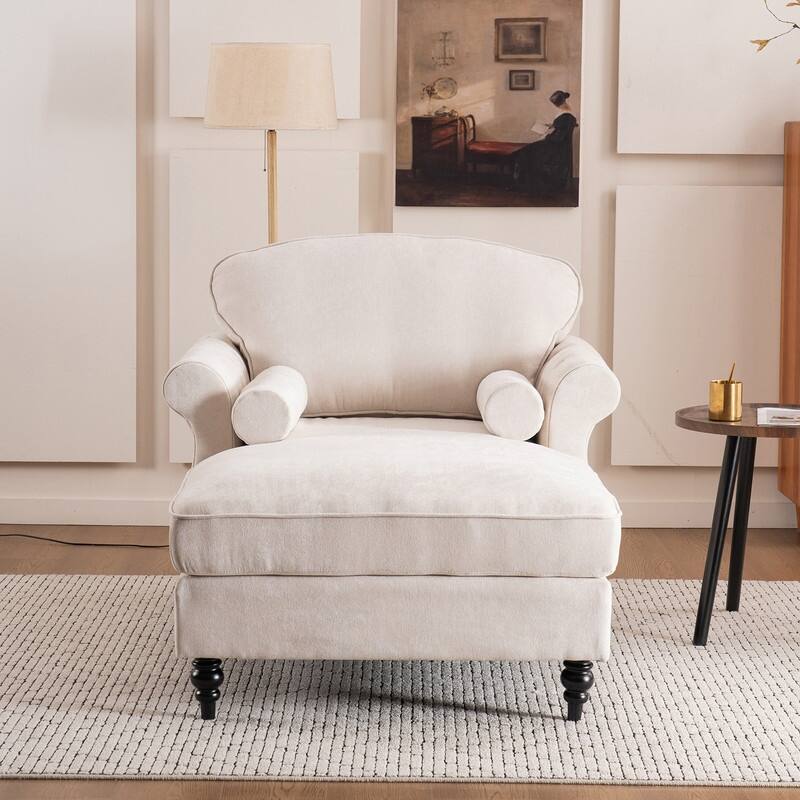 43.3" Chenille Upholstered Sofa Lounge Chair - Beige