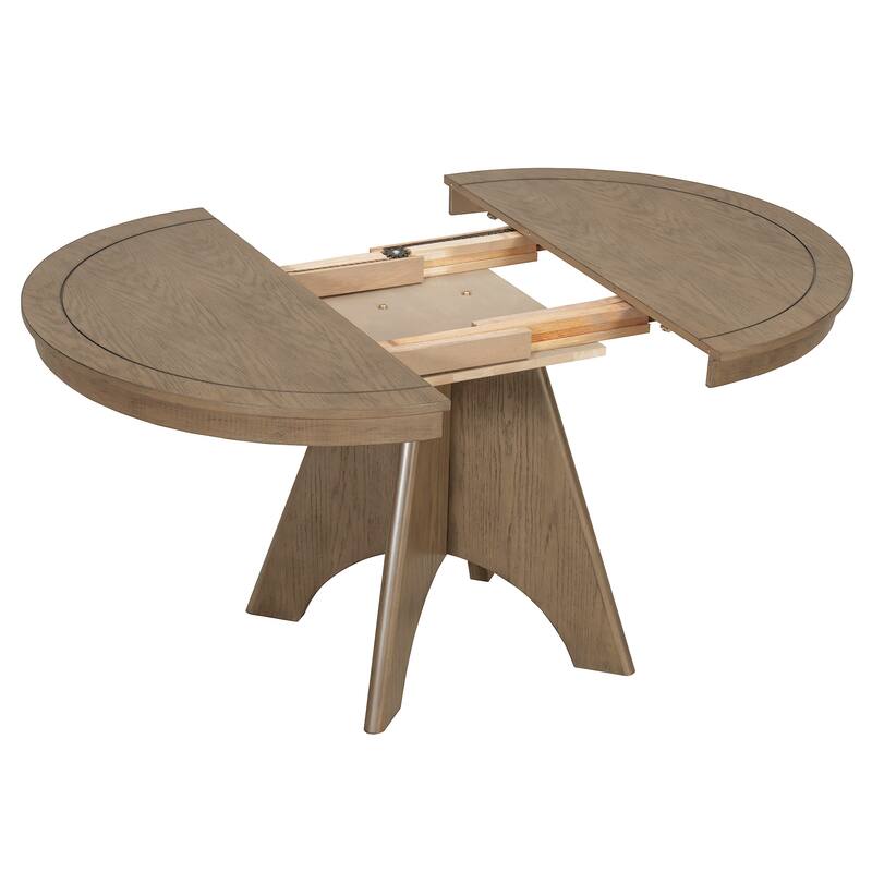 Vintage 5-Piece Extendable Dining Table Set with 4 Upholstered Chairs for Rustic Farmhouse Kitchen Aesthetics