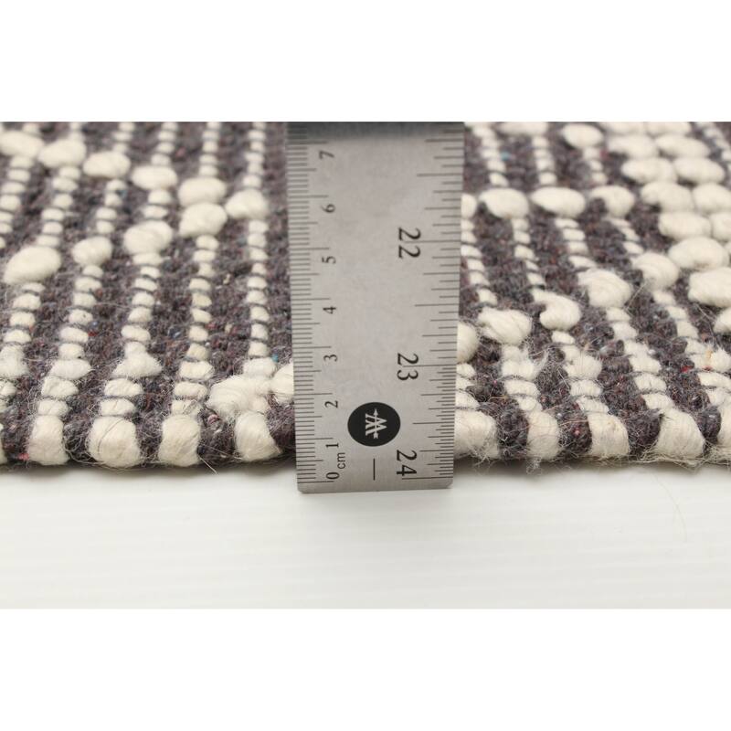 ECARPETGALLERY Braid weave Sienna Grey Wool Rug - 5'0 x 8'2