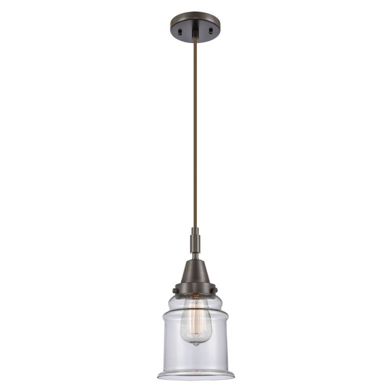 Innovations Lighting Downtown Urban - Caden Canton - 1 Light 6" Cord Hung Mini Pendant - Clear Shade/Oil Rubbed Bronze