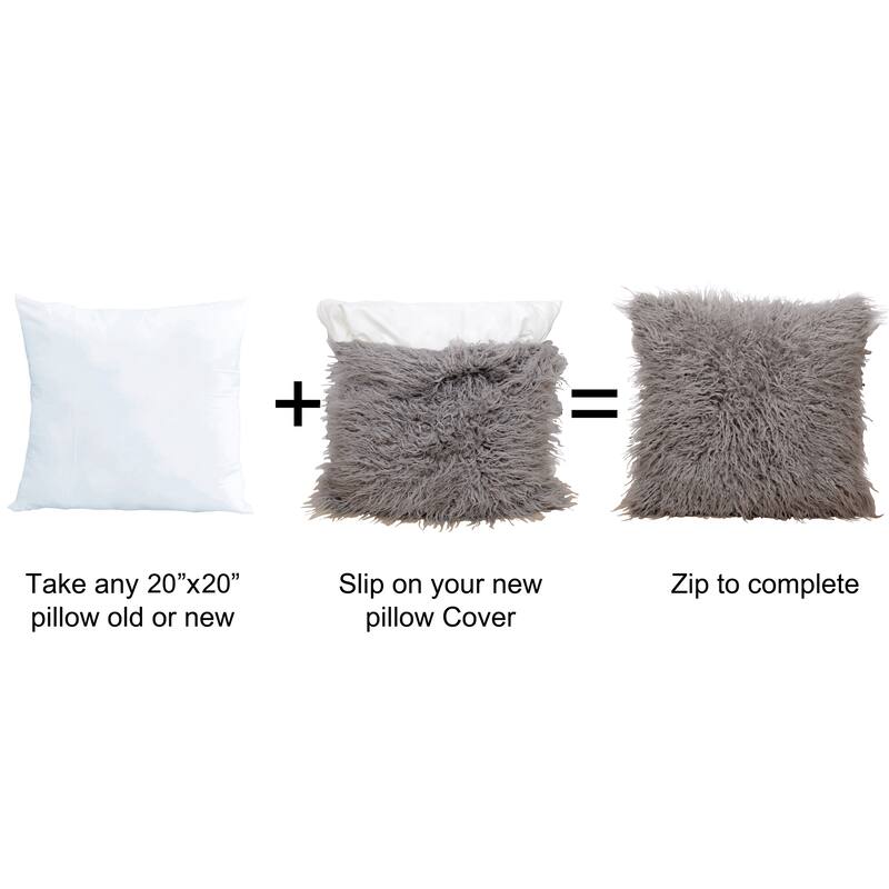 Mongolian FauxFur Throw with Pillow Shell Combo Set