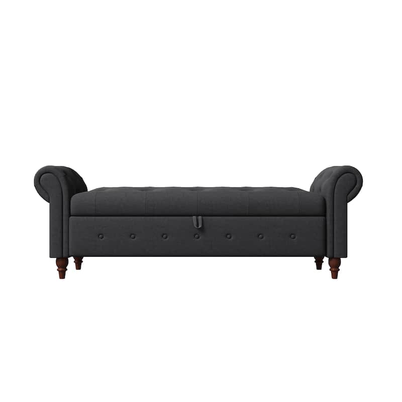 Modern Storage Bench Bed Bench with Rolled Arms