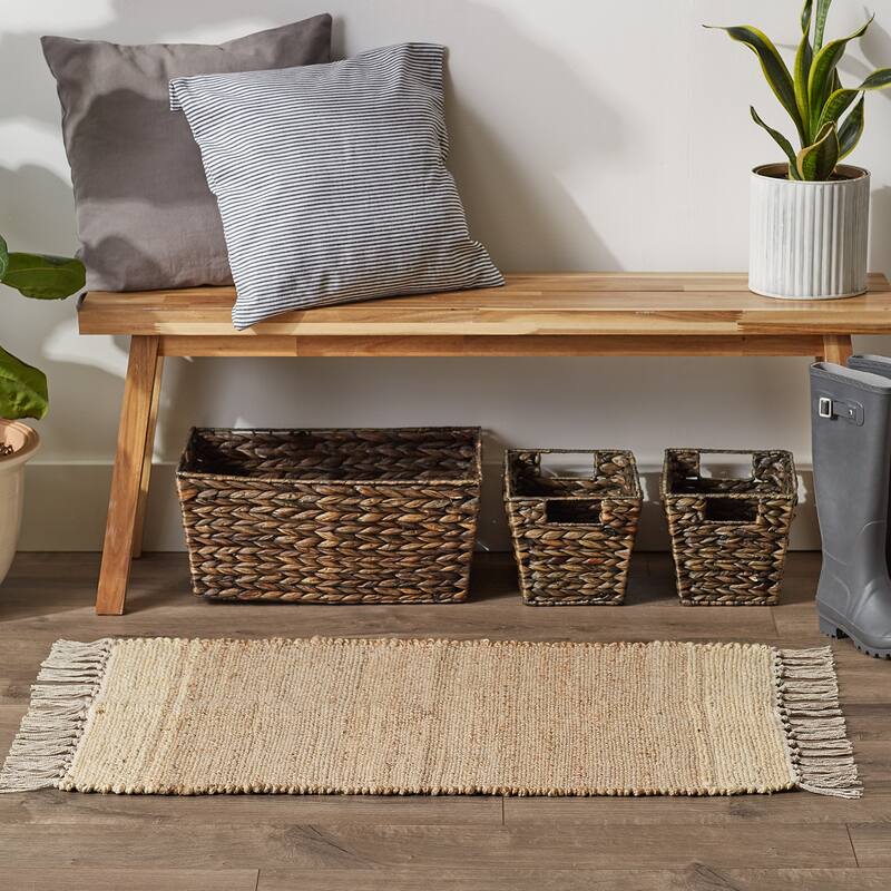 DII Black With Natural Jute Chevron Hand-Loomed Rug - 2' x 3' Oval