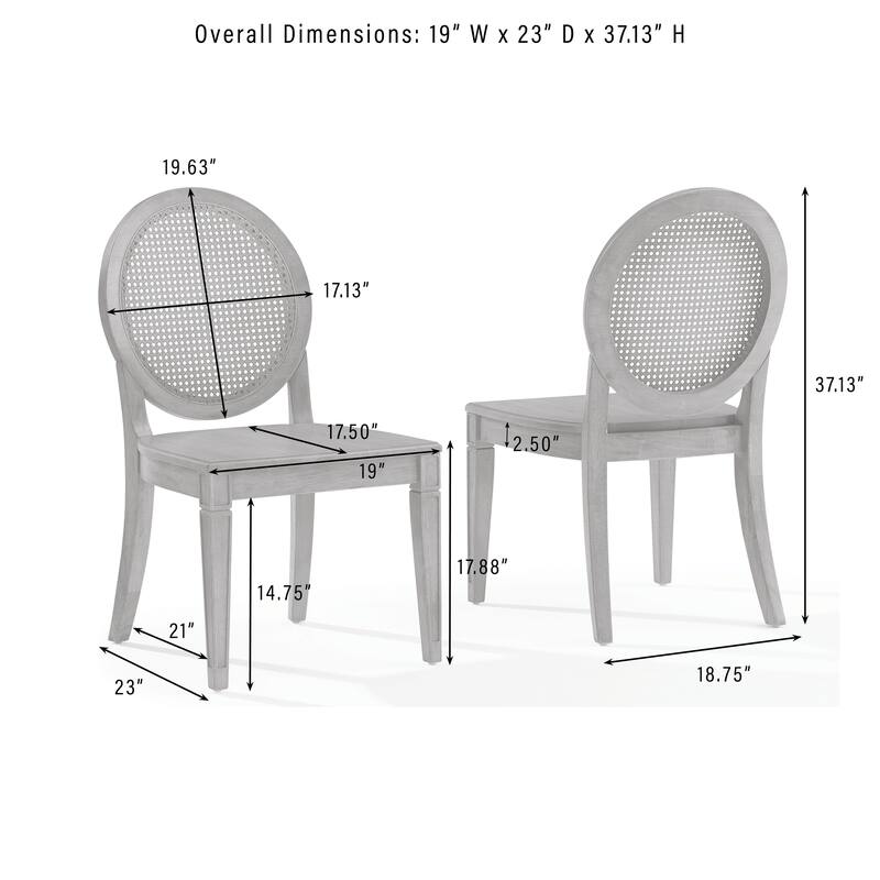 Crosley Katia 9Pc Dining Set With Cane-Back Upholstered Chairs