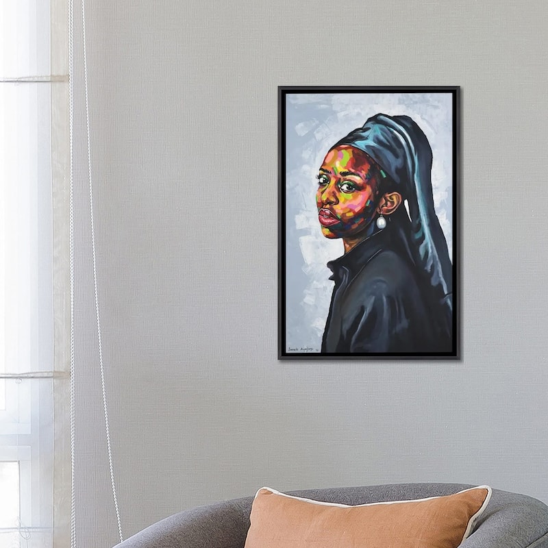 iCanvas "The Girl With A Pearl Earing" by Damola Ayegbayo Framed