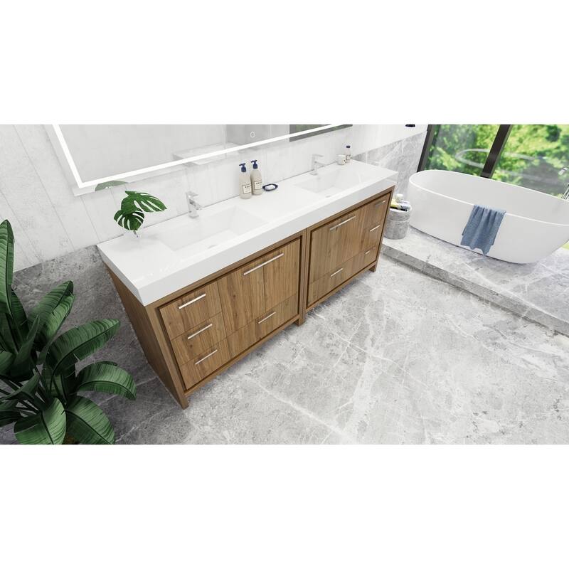 Dove 84'' Freestanding Vanity with Double Reinforced Acrylic Sink