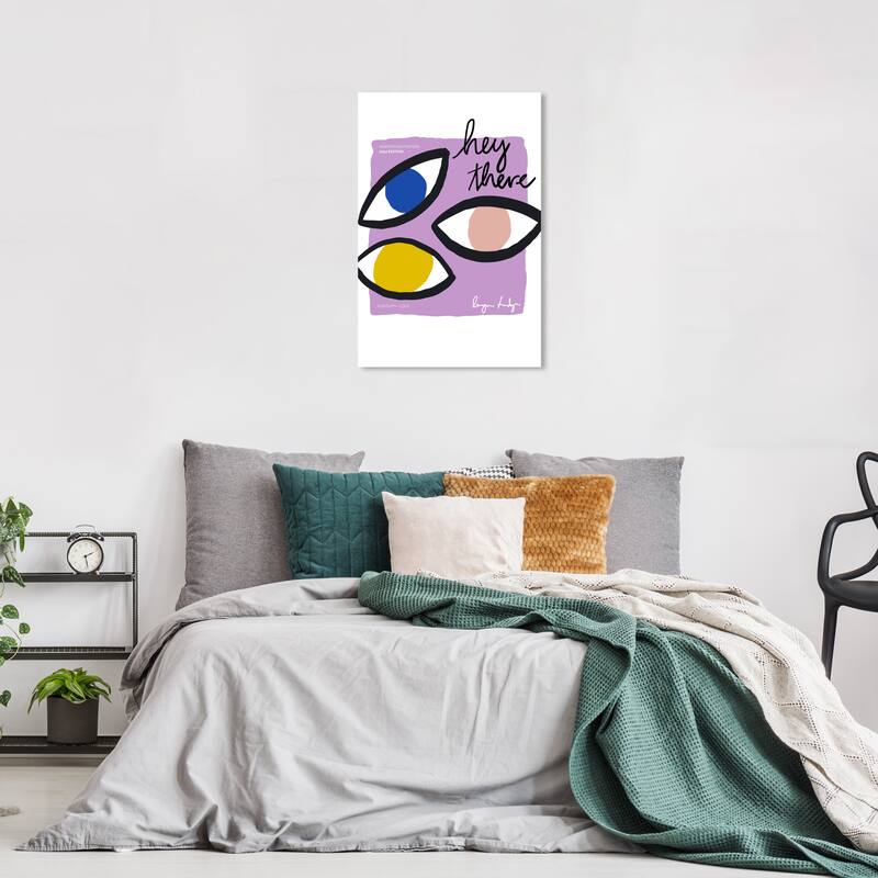 Wynwood Studio Canvas Fashion and Glam Hey there Purple and Light Purple Modern & Contemporary Wall Art Canvas Print - 16 x 24