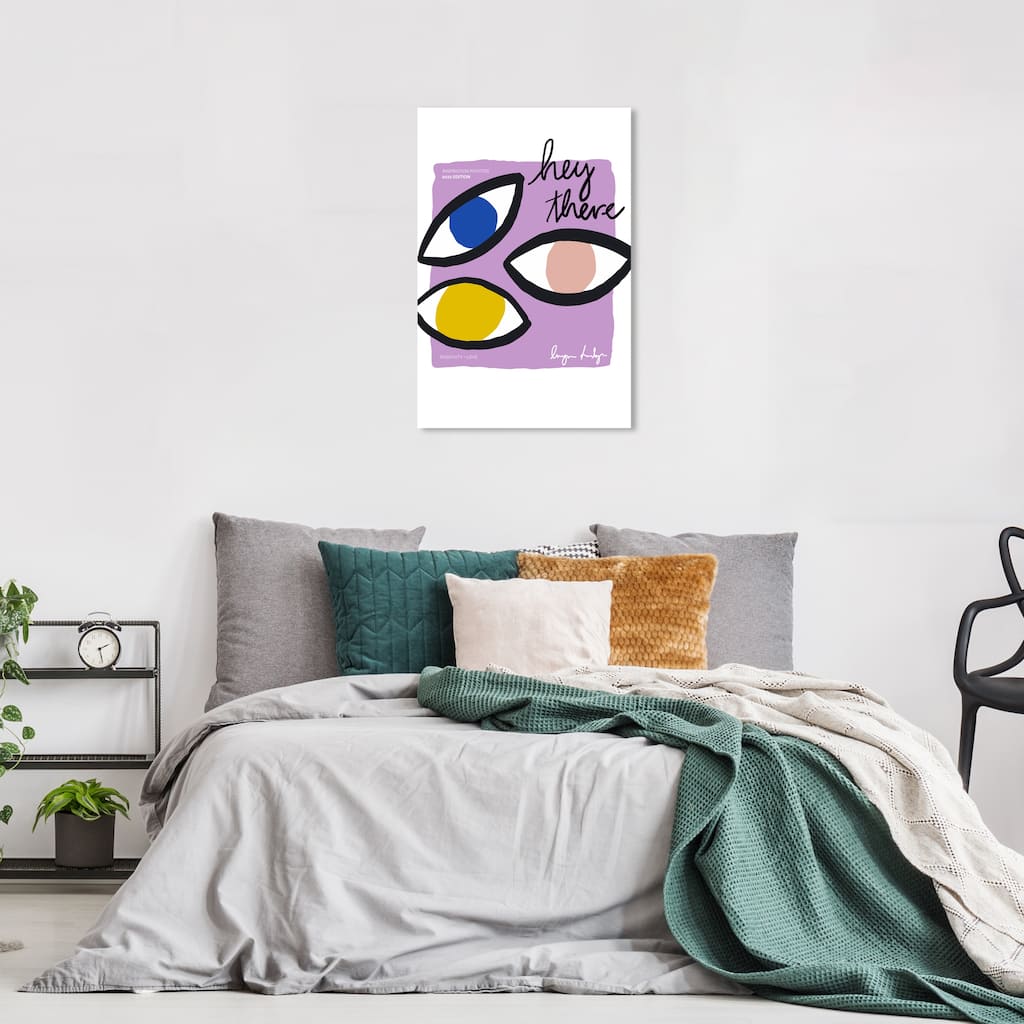 Wynwood Studio Canvas Fashion and Glam Hey there Purple and Light Purple Modern & Contemporary Wall Art Canvas Print