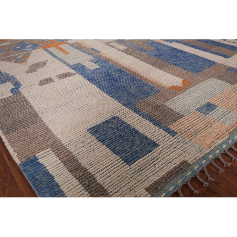 Contemporary Moroccan Abstract Area Rug Hand-Knotted Wool Carpet - 7'1"x 10'4"