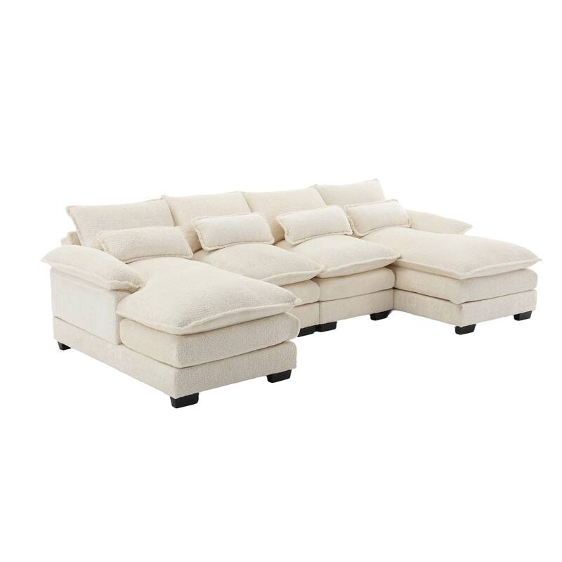 110.63'' Spacious U-Shaped 6-Seat Sectional Sofa with Modular Ottomans