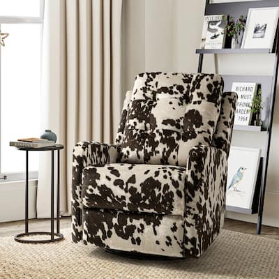 Arlette Contemporary Floral Manual Swivel Recliner with Tufted Back
