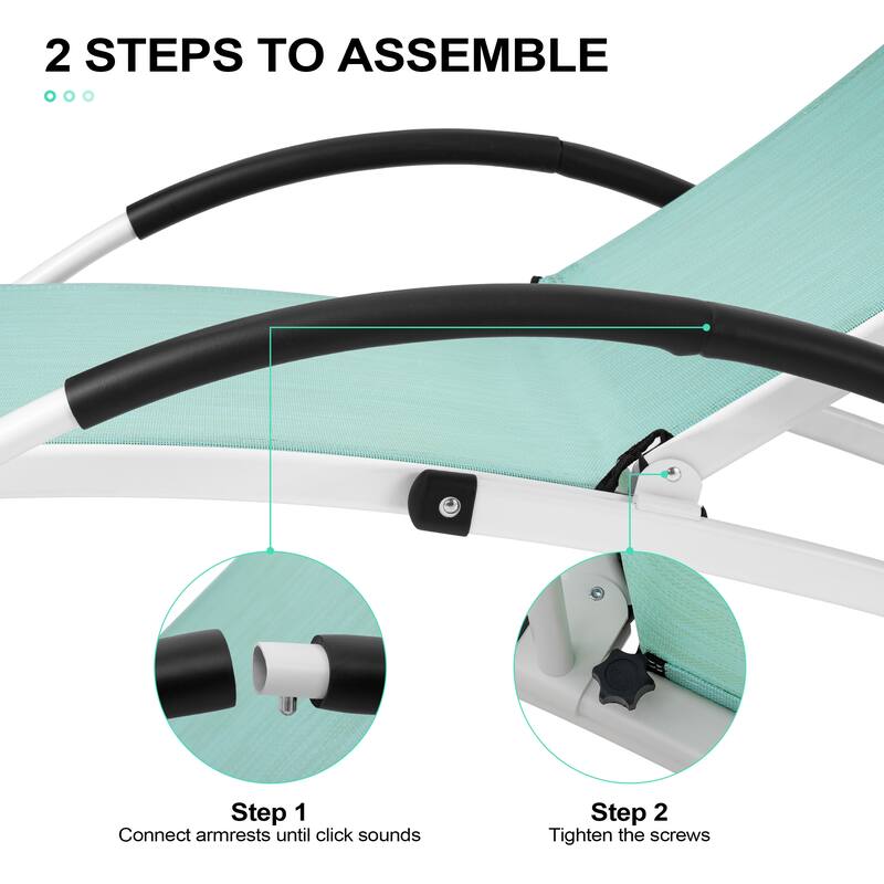 Crestlive Products Outdoor Adjustable Reclining Chaise Lounge Chair with Armrest