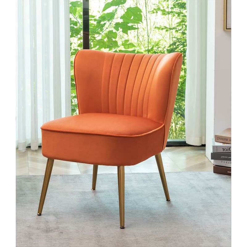 Sauter 23.2" Wide Mid-Century Modern Microfiber Accent Chair with Metal Leg