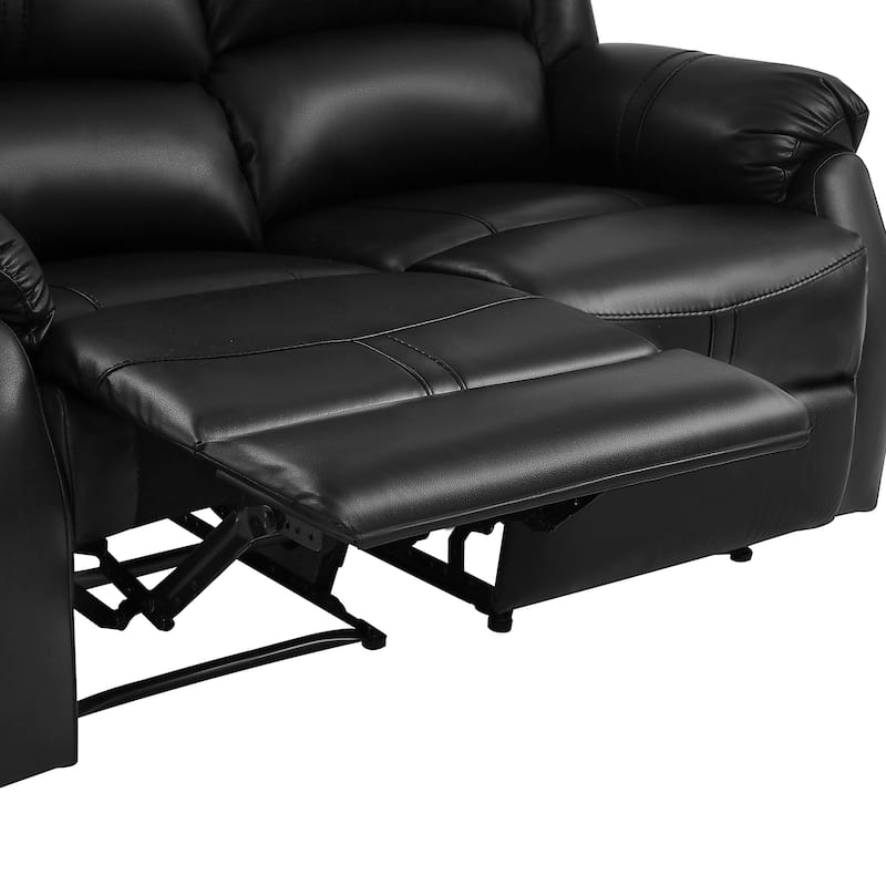 Manual Recliner,Faux Leather Reclining Sofa Set, 2-Seater Reclining Sofas For Living Room - 59"W X 37.4"D X 39.8"H