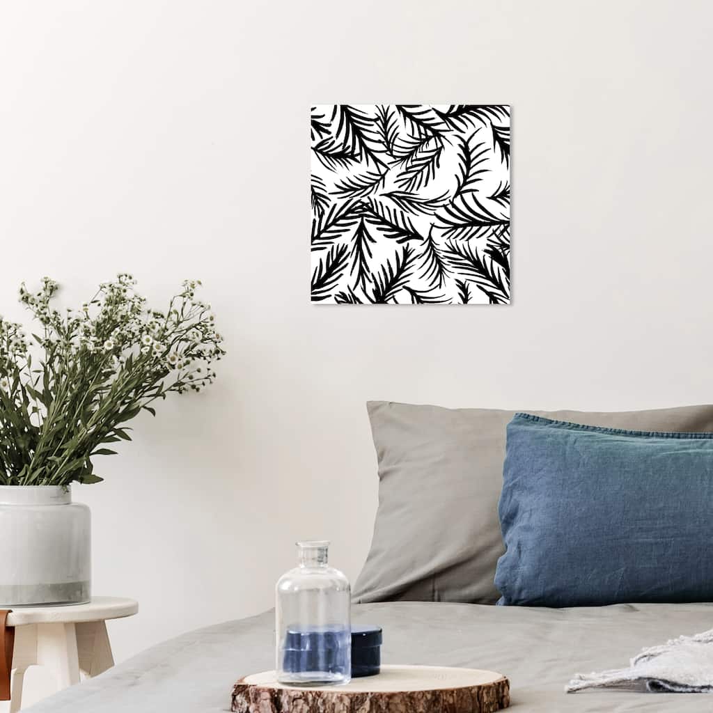 Wynwood Studio Canvas Floral and Botanical Palmera Pattern Black and Modern & Contemporary Wall Art Canvas Print