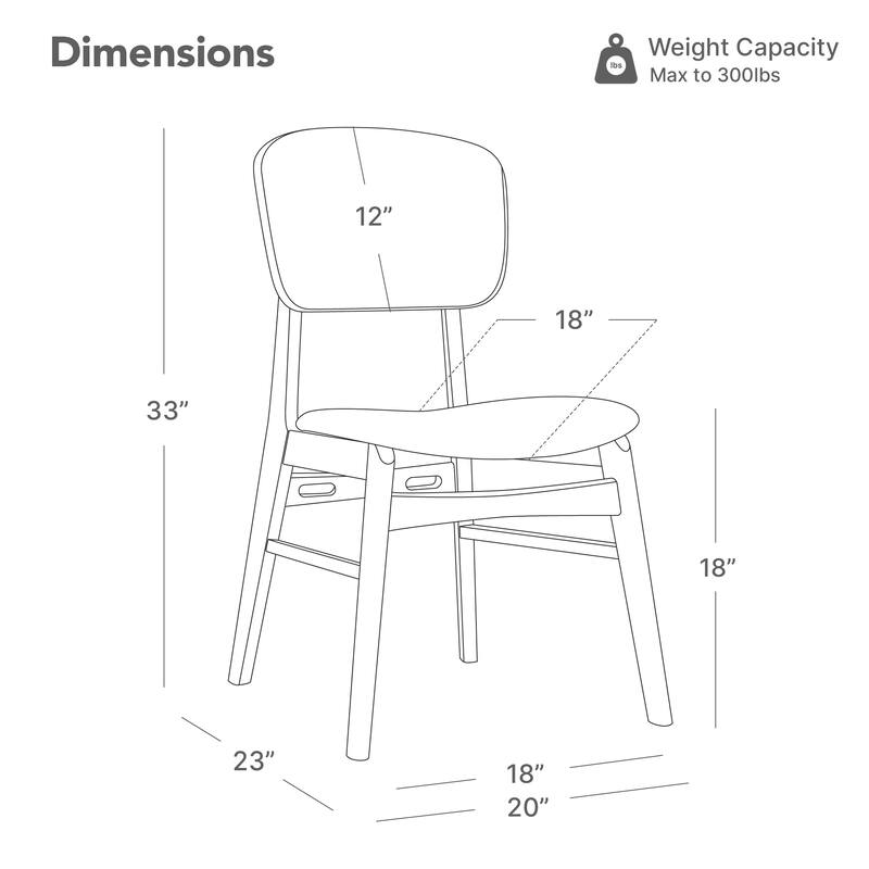Spruce & Spring Modern Wood Dining Chairs with Ergonomic Back and Cushioned Seat