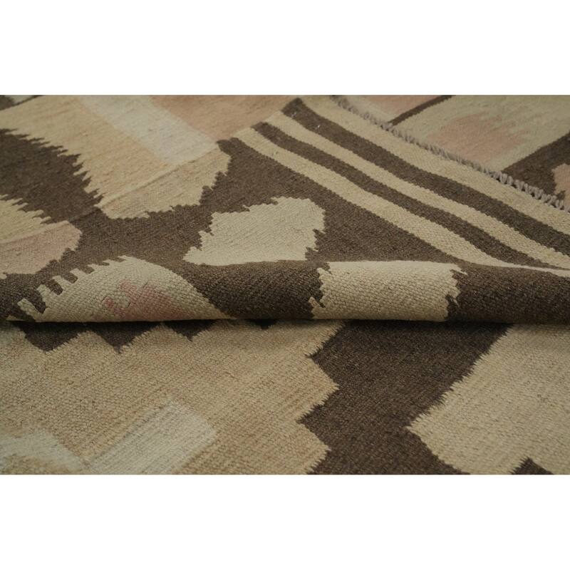 Hand Woven Oriental 100% Wool Carpet Southwestern Tribal Multi-Colored Kilim Area Rug - 9' 11'' X 6' 8''