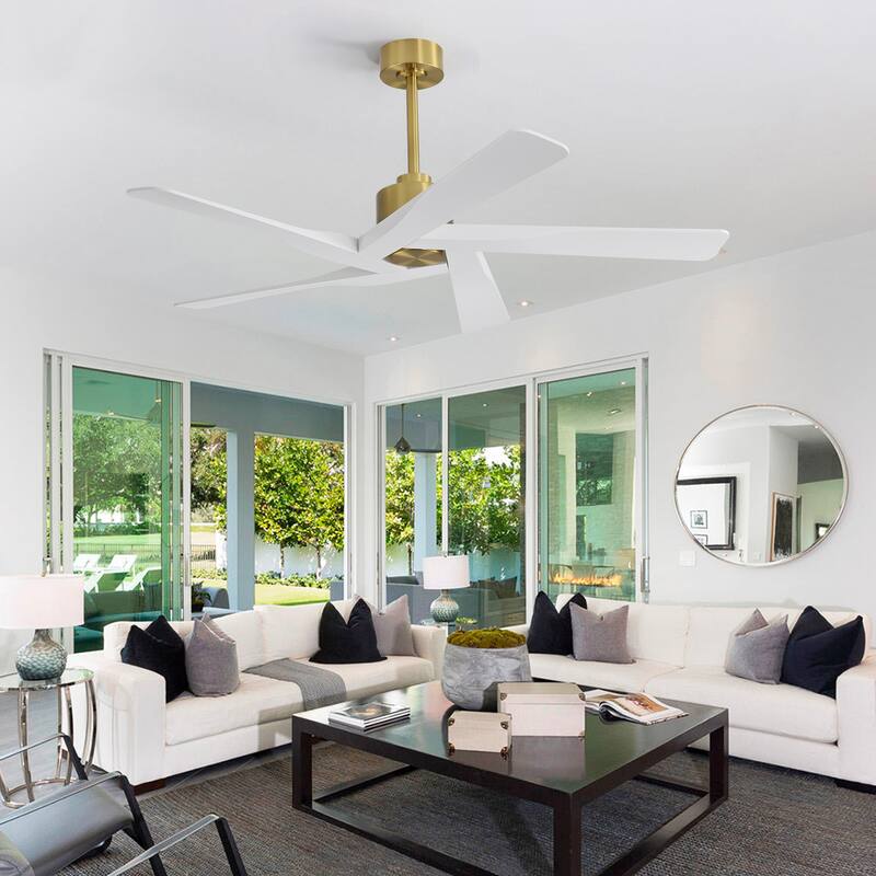 WINGBO 54 inch 5 ABS Blades DC Motor Indoor Ceiling Fan with Remote Control - 54inch - Gold and White